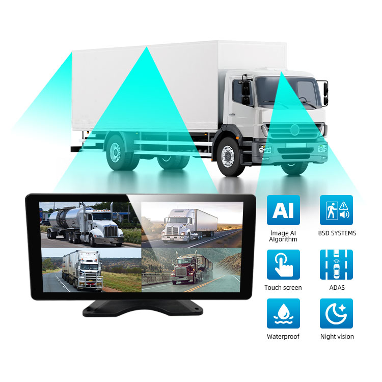 10.36  '4 canales BSD BSD AI Adas Recorder Monitor con 4 cámaras para camiones/autobuses 