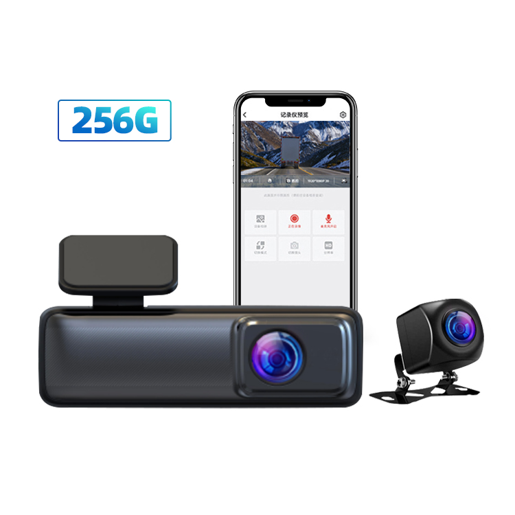 wifi 2k + 1k car dvrダッシュカムデュアルレンズリアビュービデオレコーダーサポート256GB