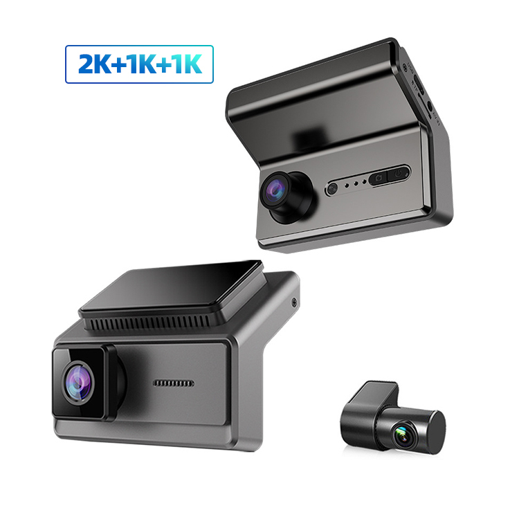 3 카메라 2K+1080p+1080p 비디오 레코더 Wi -Fi 앱 제어 자동차 DVR 대시 캠 