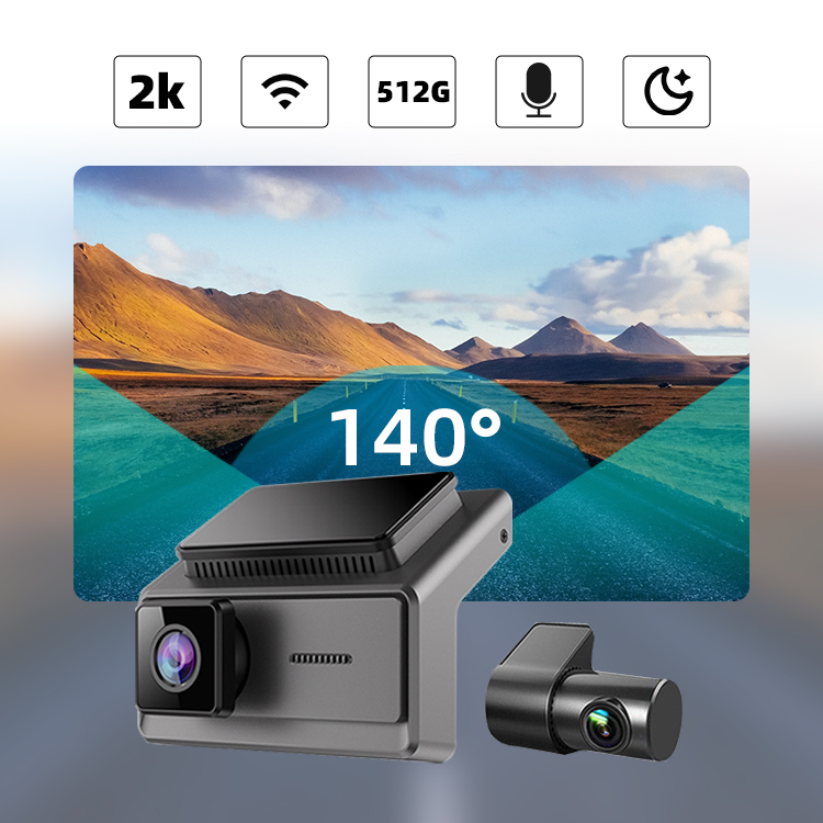 3 카메라 2K+1080p+1080p 비디오 레코더 Wi -Fi 앱 제어 자동차 DVR 대시 캠 
